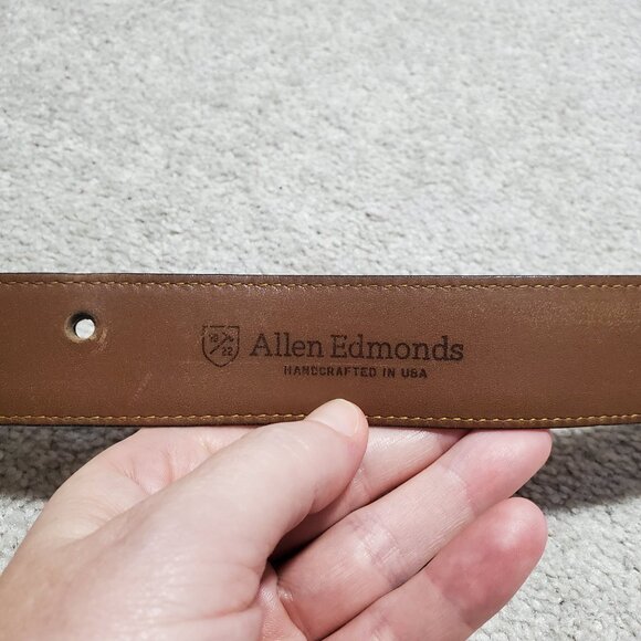 ALLEN EDMONDS & GEOFFREY BEENE Calfskin Leather Belt Black Brown Silver Men's 38 - Picture 5 of 9